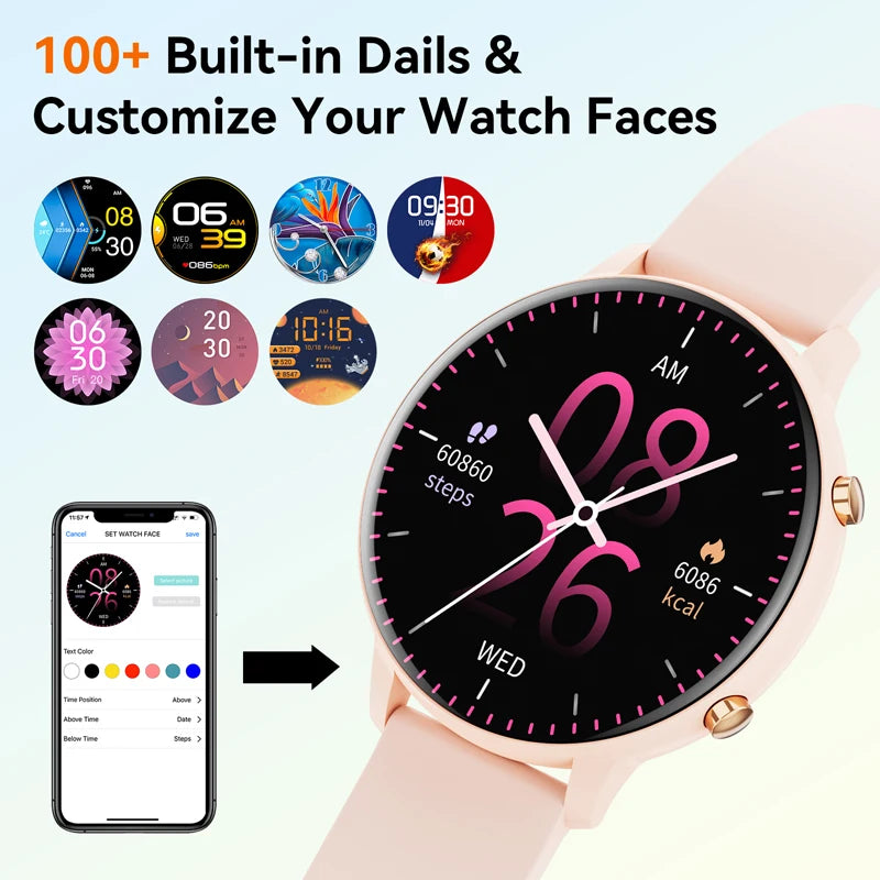 Karchilor Women'S Smartwatch Men'S Bluetooth Call Sports Waterproof Watch Health Monitor Suitable For Android Ios