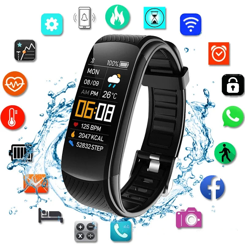 Original Fitness Smart Watch Heart Rate Monitor Weather Clock Band Sport Waterproof Smartwatch for Men Women iPhone Android 2024