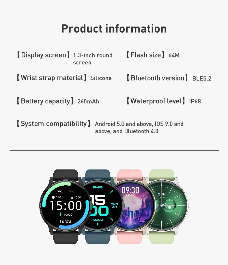 IUTECH S40Z Smart Watch Man Women 2024 1.28 Inch Round Electronic Waterproof Watches Sports Bluetooth Call Smartwatch Male Ladie